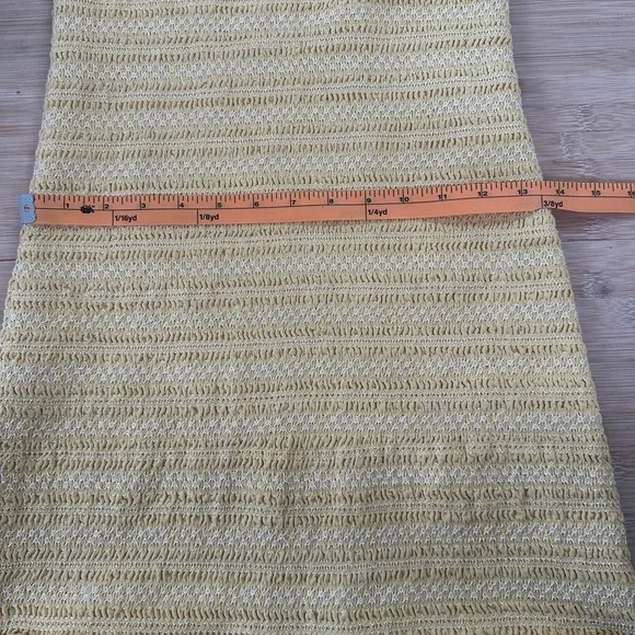 Linen Smocked Knee Length Dress - Yellow/ White Size: Estimate XS/S - Picture 12 of 14
